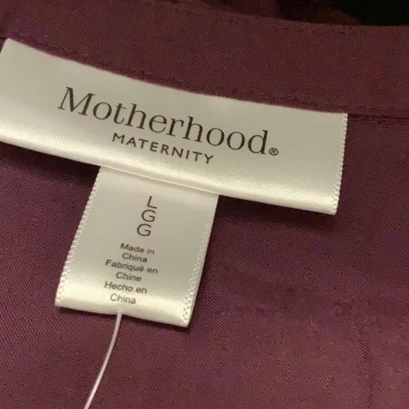 MOTHERHOOD Maternity burgundy blouse with back tie. Size L - Picture 8 of 9